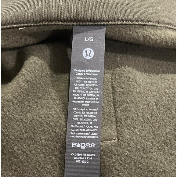 Lululemon Mens Olive Green Zip-Up Track Jacket Large - Picture 6 of 7